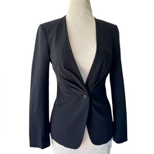 Vtg DKNY Black Wool Blazer Jacket Womens Size 2 Minimalist 90s
